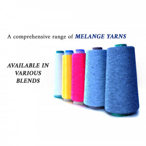 A display of colorful Melange yarns in various shades.