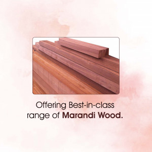 Stack of Marandi wood planks with text 'Offering Best-in-class range of Marandi Wood'
