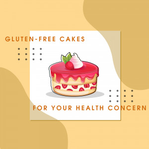 Illustration of a gluten-free cake with strawberries and cream