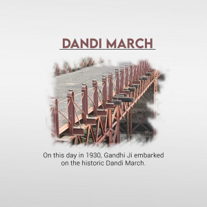 Image depicting the Dandi March bridge with text commemorating the event.