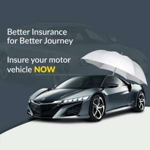 A sleek sports car protected by a white umbrella, promoting motor vehicle insurance.
