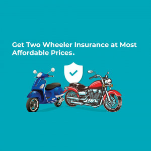 Image of a scooter and motorcycle with a shield, promoting affordable two-wheeler insurance.