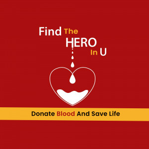 Image promoting blood donation with a heart and text.