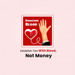 Red sign with a hand and heart symbol promoting blood donation.