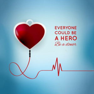 Image of a heart-shaped balloon with a heartbeat line, promoting blood donation.