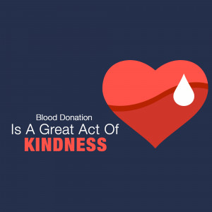 Red heart with a blood drop and text promoting blood donation