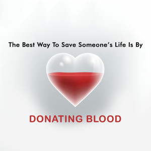 Image of a heart with blood inside, promoting blood donation.
