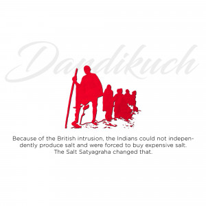 Silhouette of Mahatma Gandhi leading the Dandi March