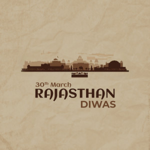 Silhouette of Jaipur skyline with Rajasthan Diwas text