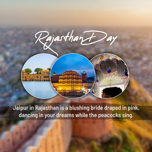 Rajasthan Day image with Jaipur landmarks and a scenic view