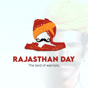 Rajasthan Day graphic with a traditional turban and mustache