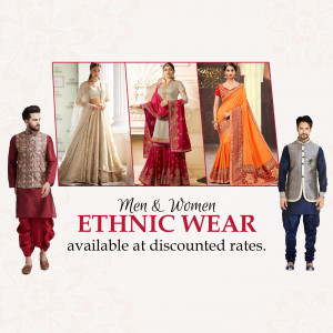 Collage of models wearing traditional Indian ethnic wear for men and women.