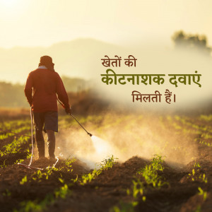 A farmer spraying pesticides on a crop field.
