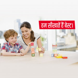 A mother and her young son are happily playing with colorful building blocks at a table.