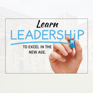 Hand writing the word Leadership on a whiteboard