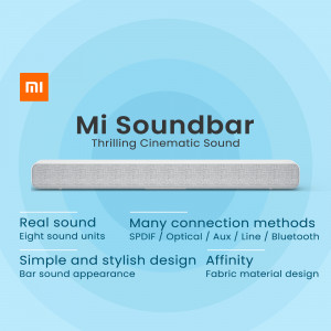 Mi Soundbar with fabric design and connection options
