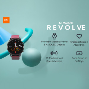 Xiaomi Mi Watch Revolve with a red strap and metallic frame