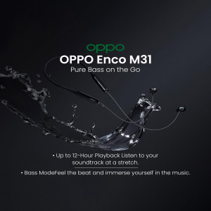OPPO Enco M31 wireless earphones with water splash effect