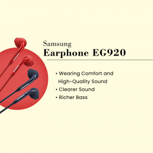 Close-up of Samsung Earphone EG920 in red and black