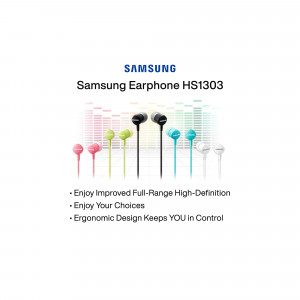 Image of Samsung HS1303 earphones with colorful equalizer graphic