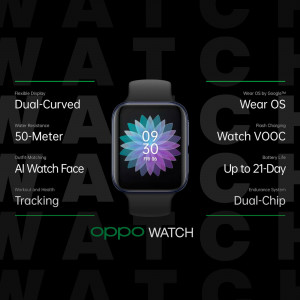 OPPO Watch with a dual-curved display and Wear OS by Google