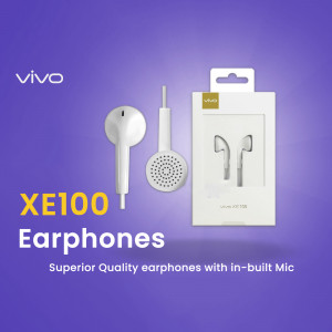 White Vivo XE100 earphones with packaging