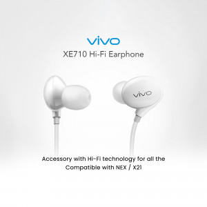 White Vivo XE710 Hi-Fi Earphones on a white background