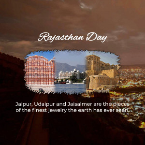 Rajasthan Day graphic featuring iconic landmarks