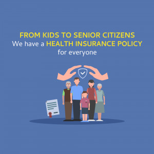 Illustration of hands protecting a family representing health insurance coverage for all ages.