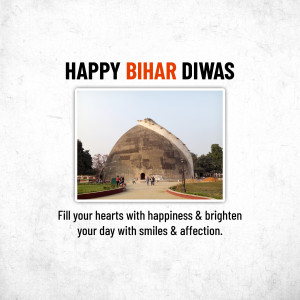 Image celebrating Bihar Diwas with Golghar in the background