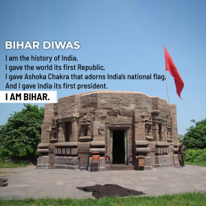 Vaishali Stupa with the Indian Flag during Bihar Diwas