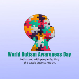 Image depicting a head silhouette filled with puzzle pieces in various colors, representing Autism Awareness.