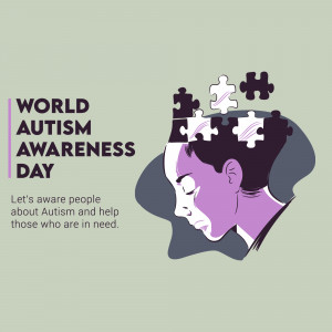 Illustration depicting a person's head formed by puzzle pieces, symbolizing autism awareness.