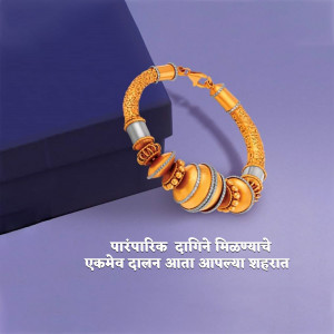 Close-up of a gold bracelet with intricate design on a purple background