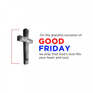 Image of a wooden cross with the text 'Good Friday' and a prayer.