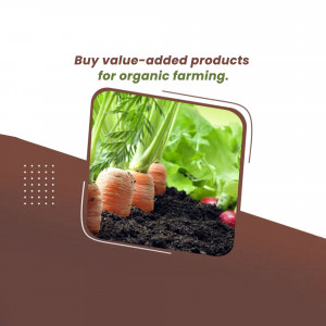 Fresh organic vegetables growing in soil with text promoting value-added products.