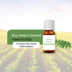 Bottle of Neem Based Insecticide with a green background