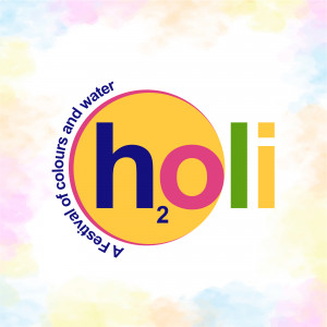 Colorful Holi festival graphic with the word 'Holi' and a festive background.