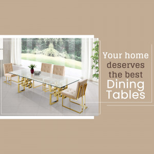 Modern dining room with a glass and gold dining table and chairs