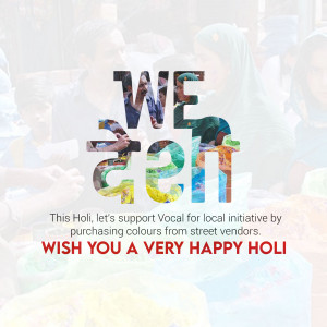 Image promoting support for local street vendors during Holi festival.