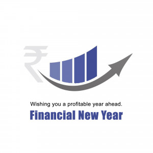 Financial New Year graphic with rupee symbol and growth chart