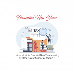 Illustration depicting financial planning and tax season with a magnifying glass over documents.