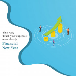Illustration of people managing finances and tracking expenses with a rising arrow representing growth.