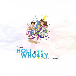 Illustration of children playing Holi with colorful splashes.