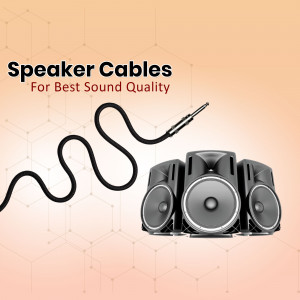 Black speaker cable connecting to a black speaker system
