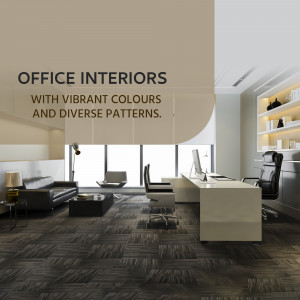 Luxurious office space with modern furniture and vibrant colors