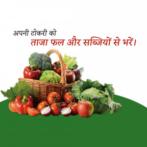 A woven basket overflowing with fresh fruits and vegetables on a green surface.