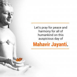 Buddha statue with Mahavir Jayanti message
