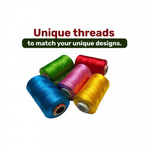 Assortment of colorful sewing threads on spools