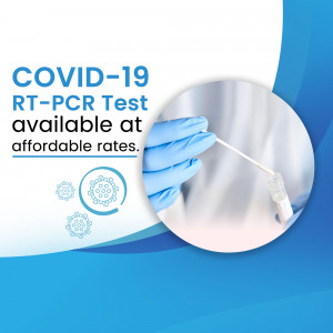 Image advertising affordable COVID-19 RT-PCR testing.
